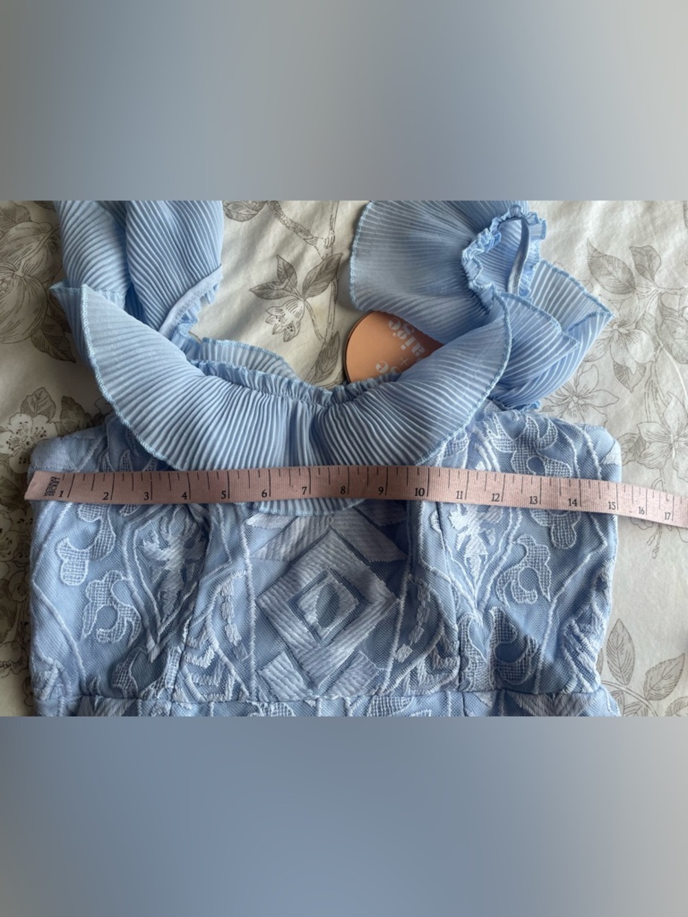 Light Blue Off-Shoulder Ruffle Mini Dress - Picture 6 of 7